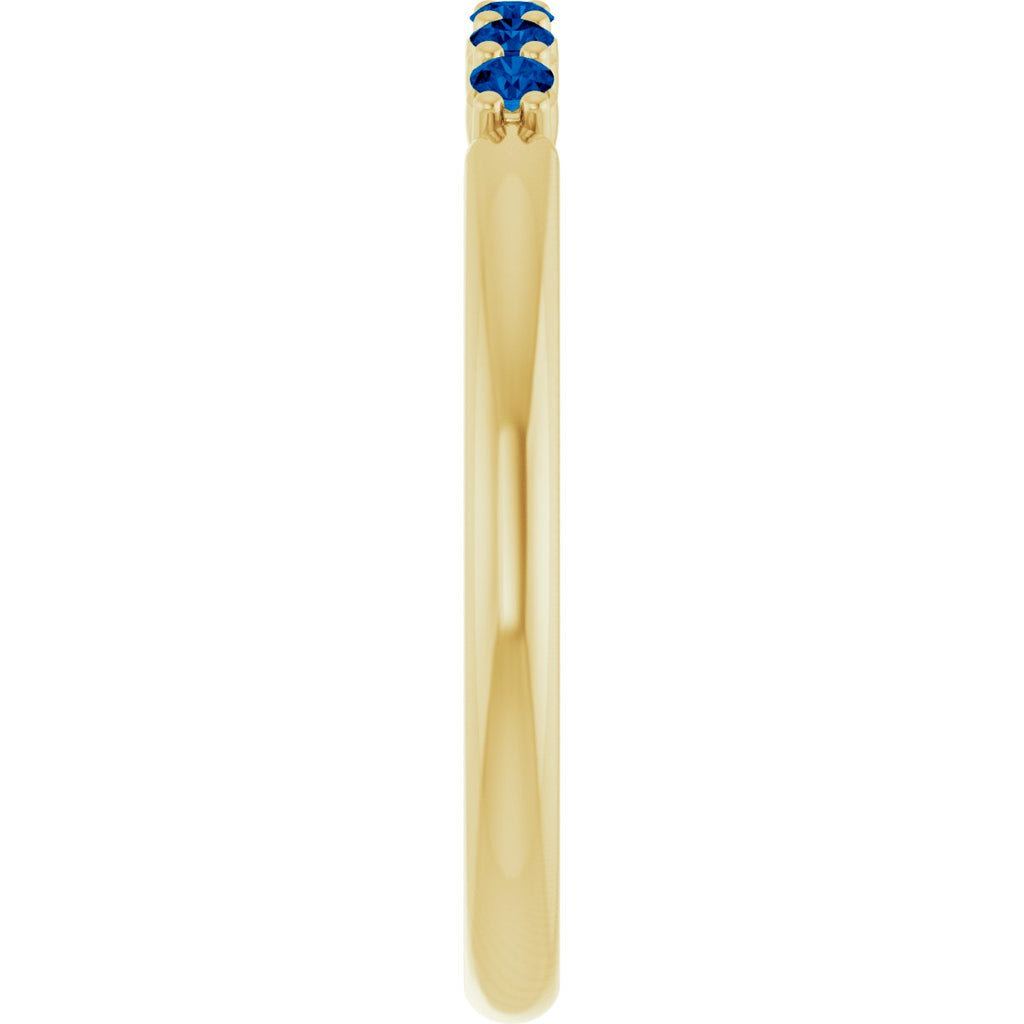 Natural Blue Sapphire Stackable Ring in 14k yellow gold