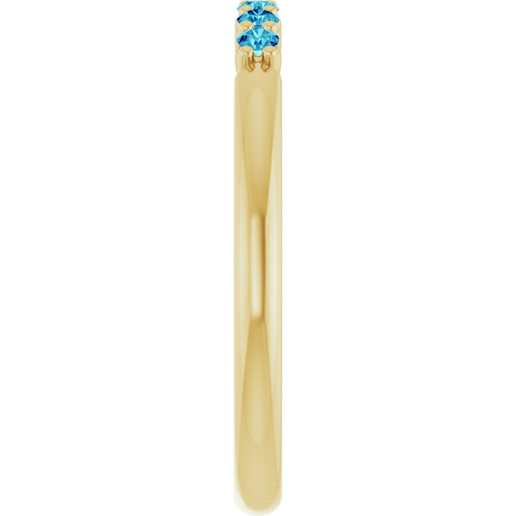 Natural Blue Zircon Stackable Ring in 14k yellow gold