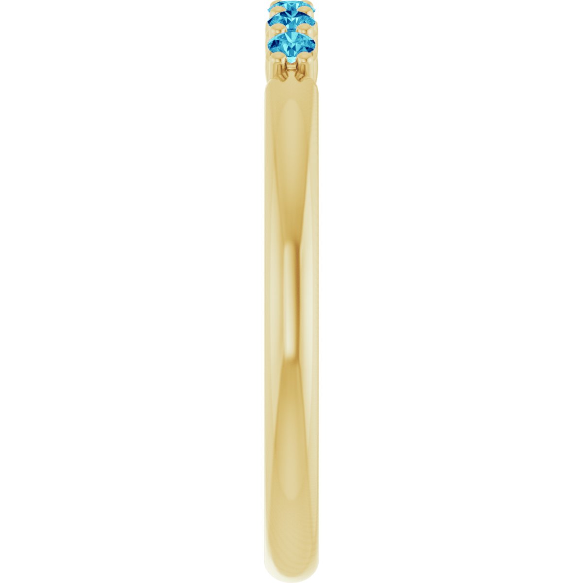 Natural Blue Zircon Stackable Ring in 14k yellow gold