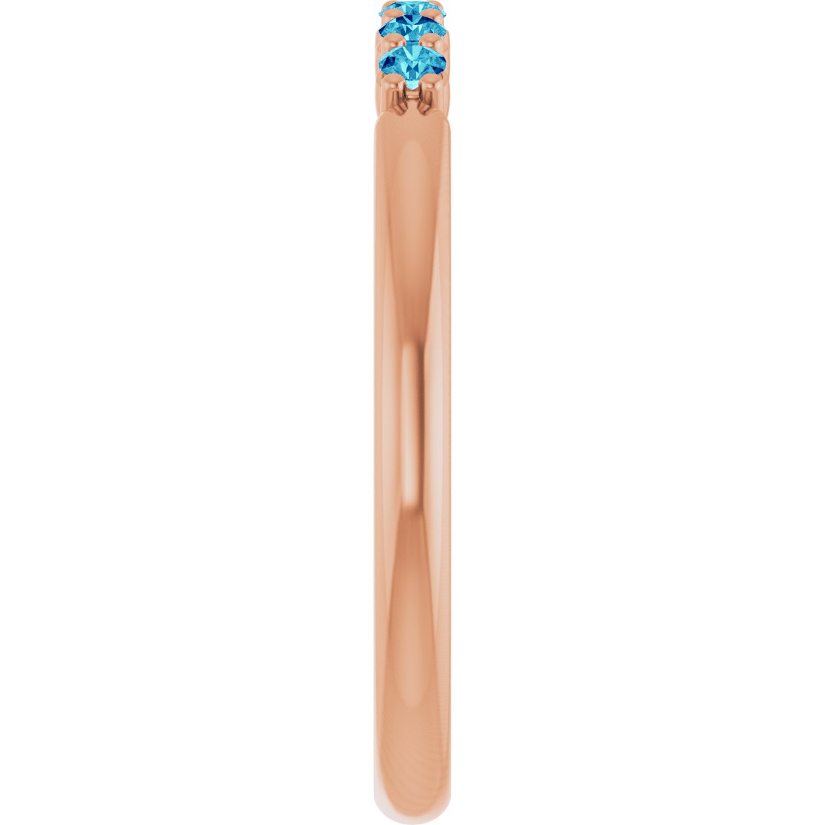Natural Blue Zircon Stackable Ring in 14k rose gold