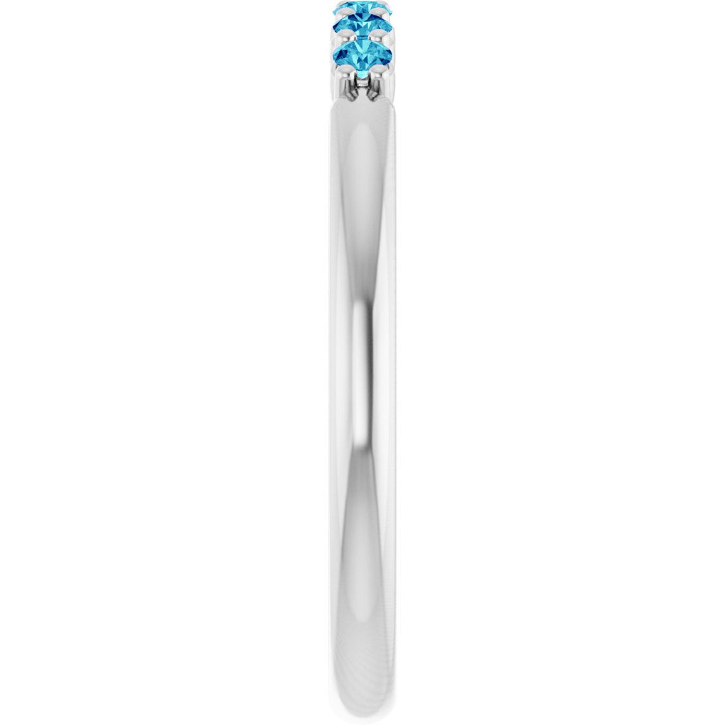 Natural Blue Zircon Stackable Ring in 14k white gold