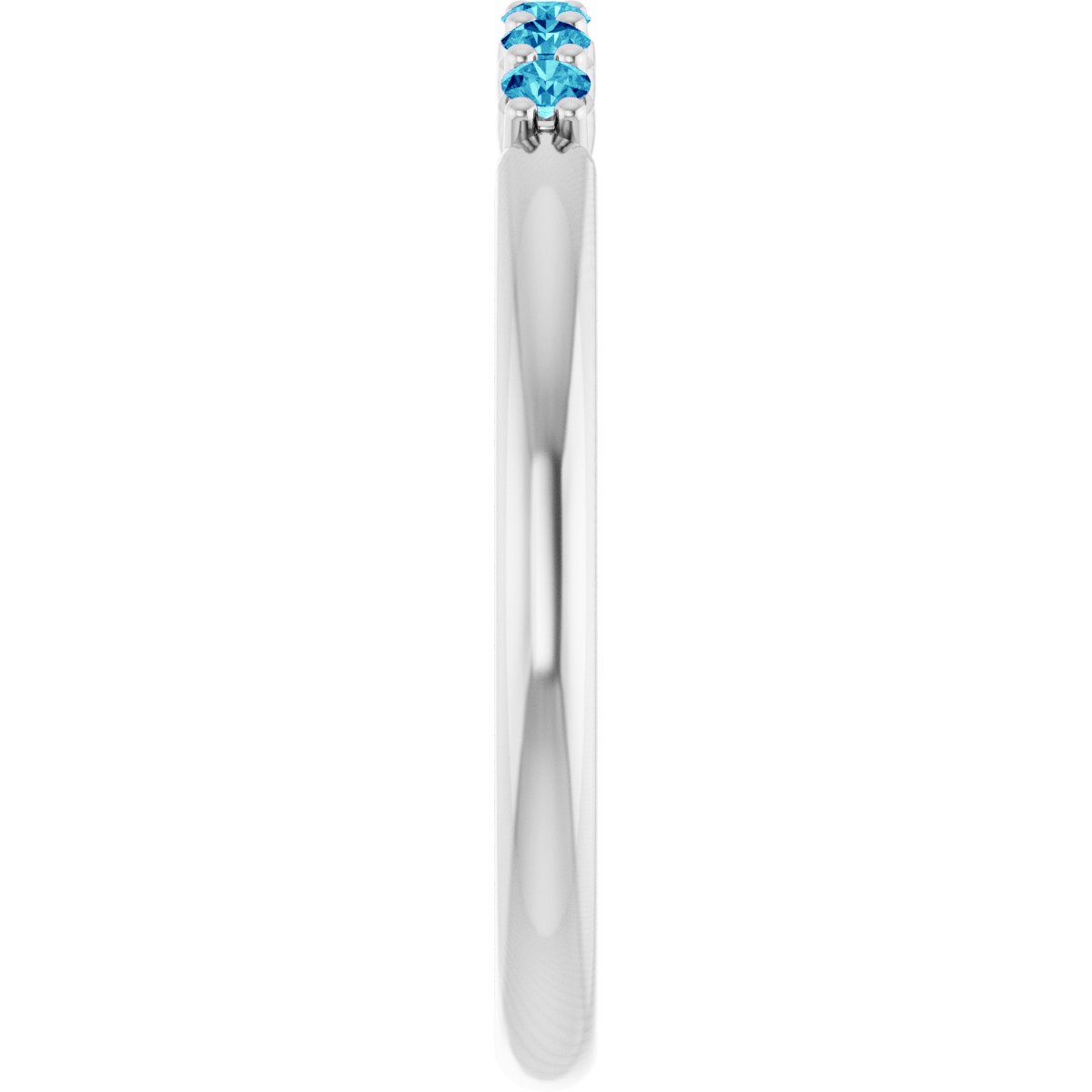 Natural Blue Zircon Stackable Ring in 14k white gold