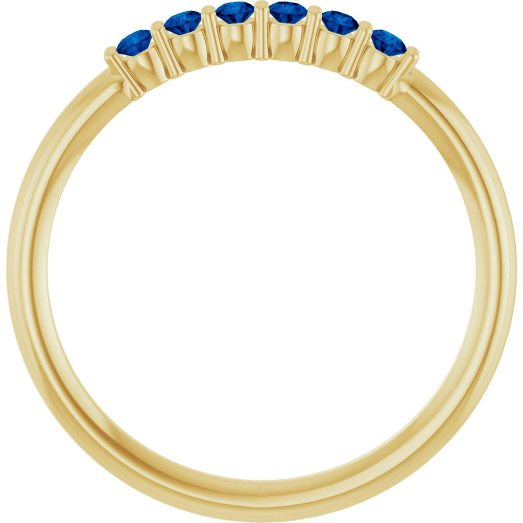 Natural Blue Sapphire Stackable Ring in 14k yellow gold