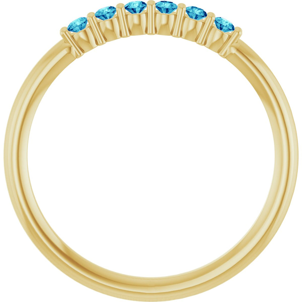 Natural Blue Zircon Stackable Ring in 14k yellow gold