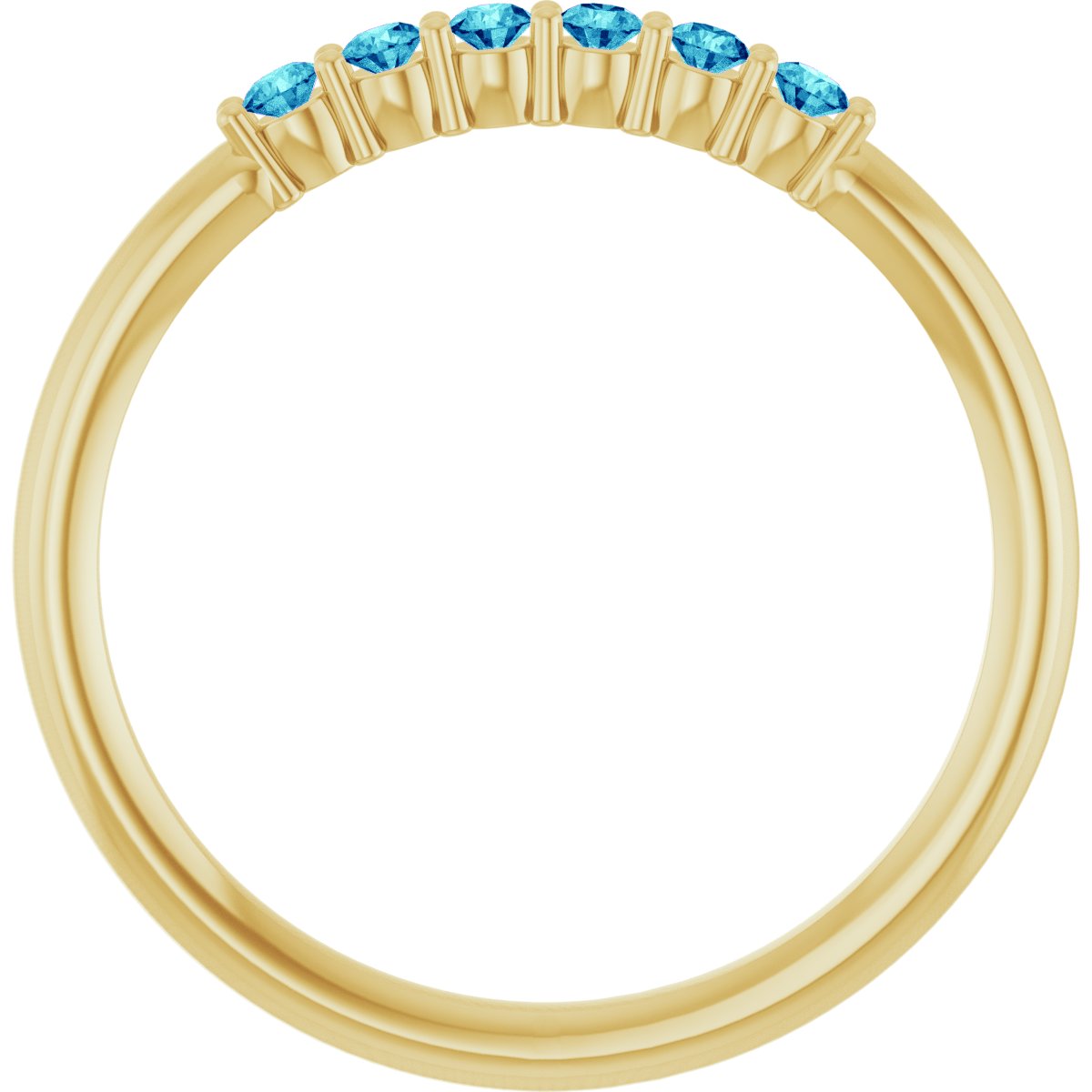 Natural Blue Zircon Stackable Ring in 14k yellow gold