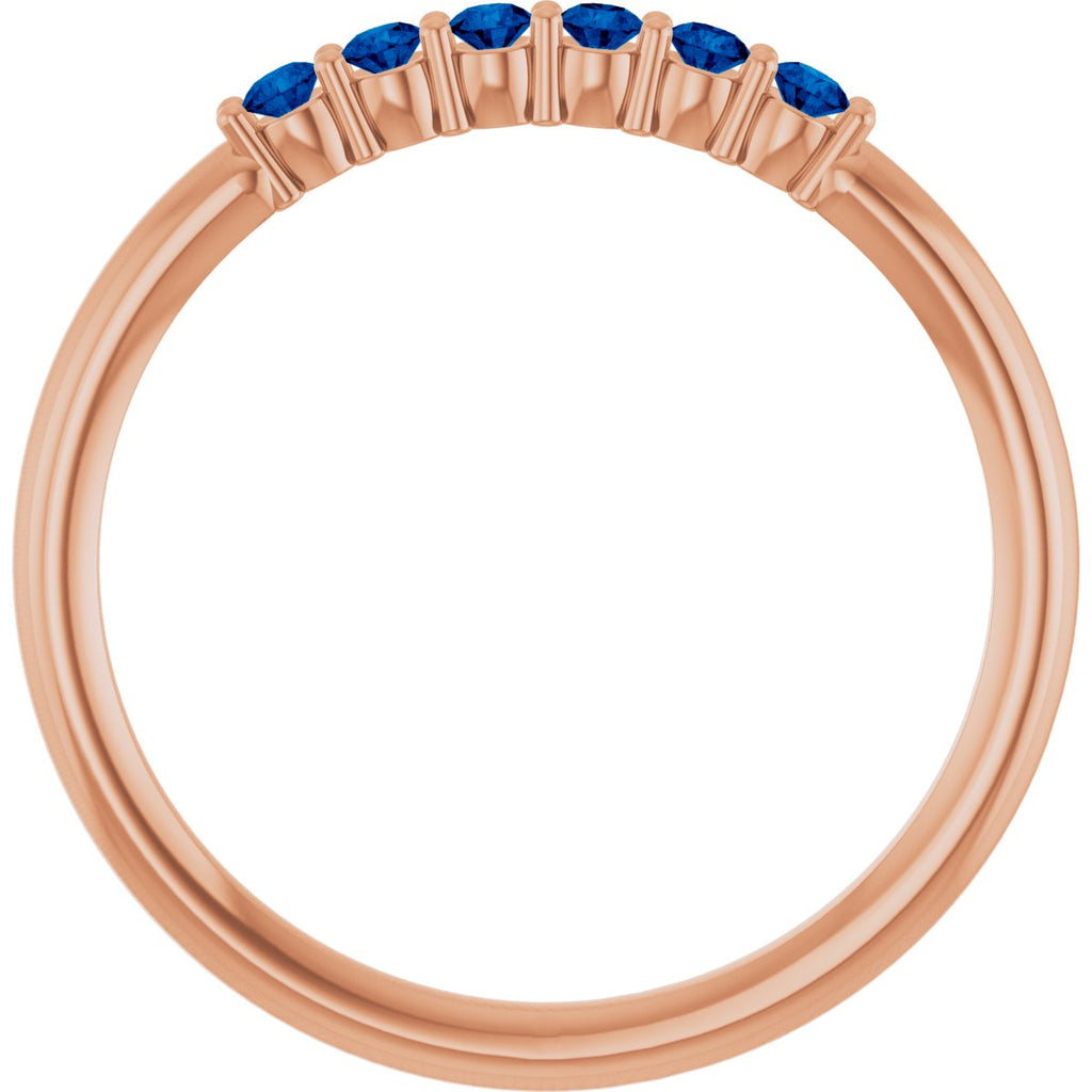 Natural Blue Sapphire Stackable Ring in 14k rose gold