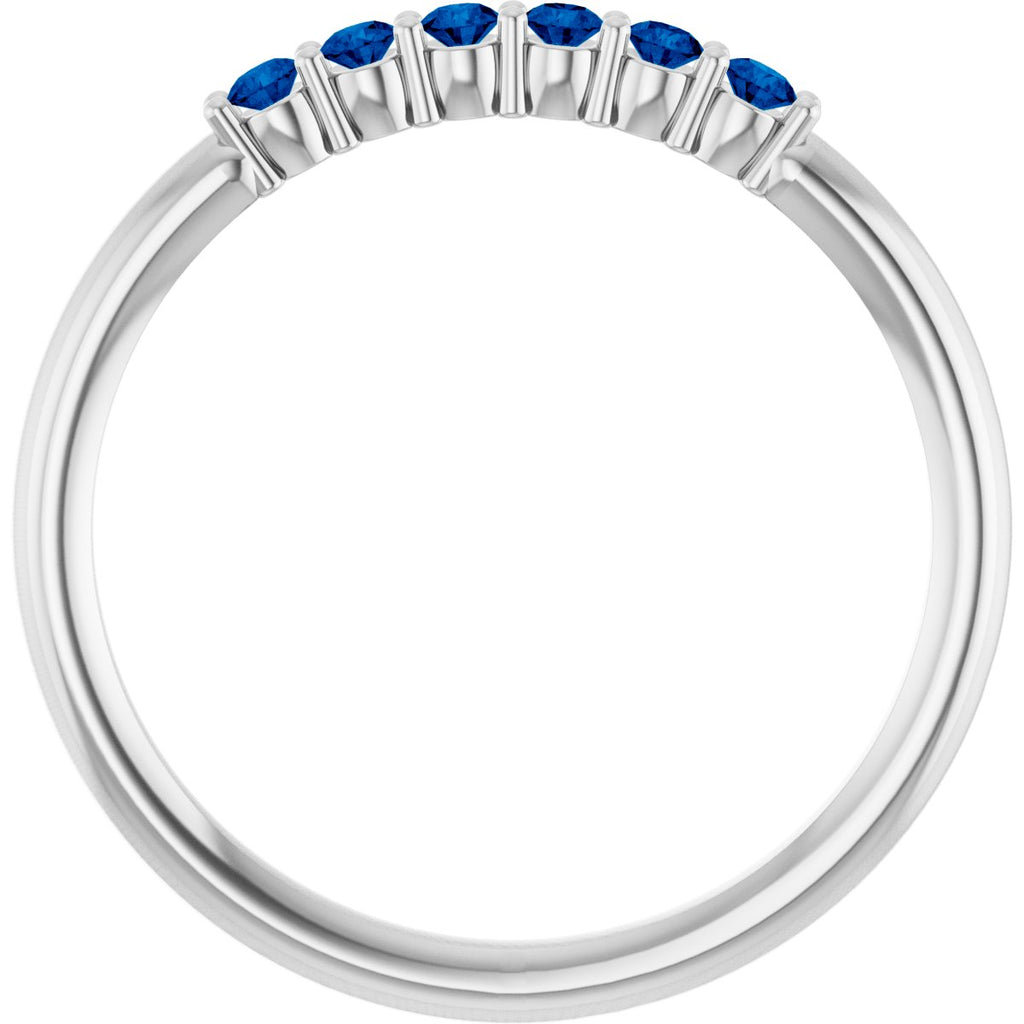 Natural Blue Sapphire Stackable Ring in 14k white gold