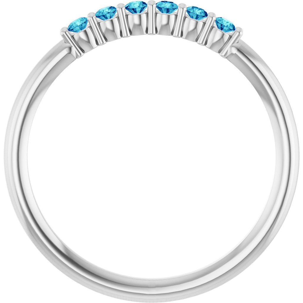 Natural Blue Zircon Stackable Ring in 14k white gold