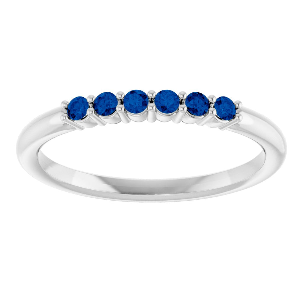 Natural Blue Sapphire Stackable Ring in 14k white gold