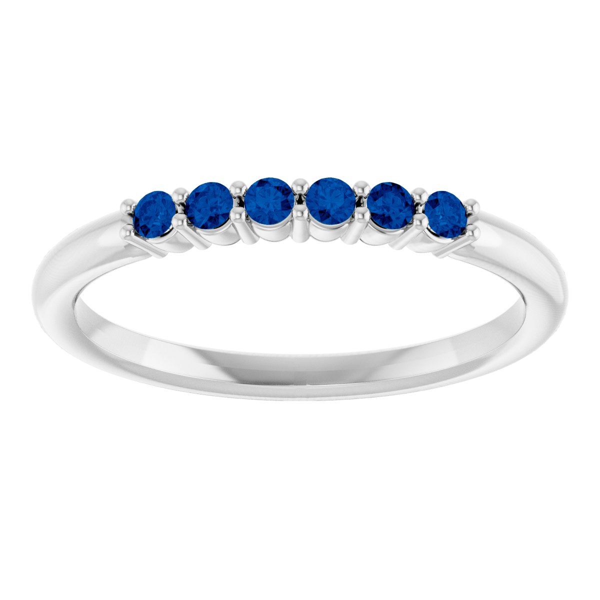 Natural Blue Sapphire Stackable Ring in 14k white gold