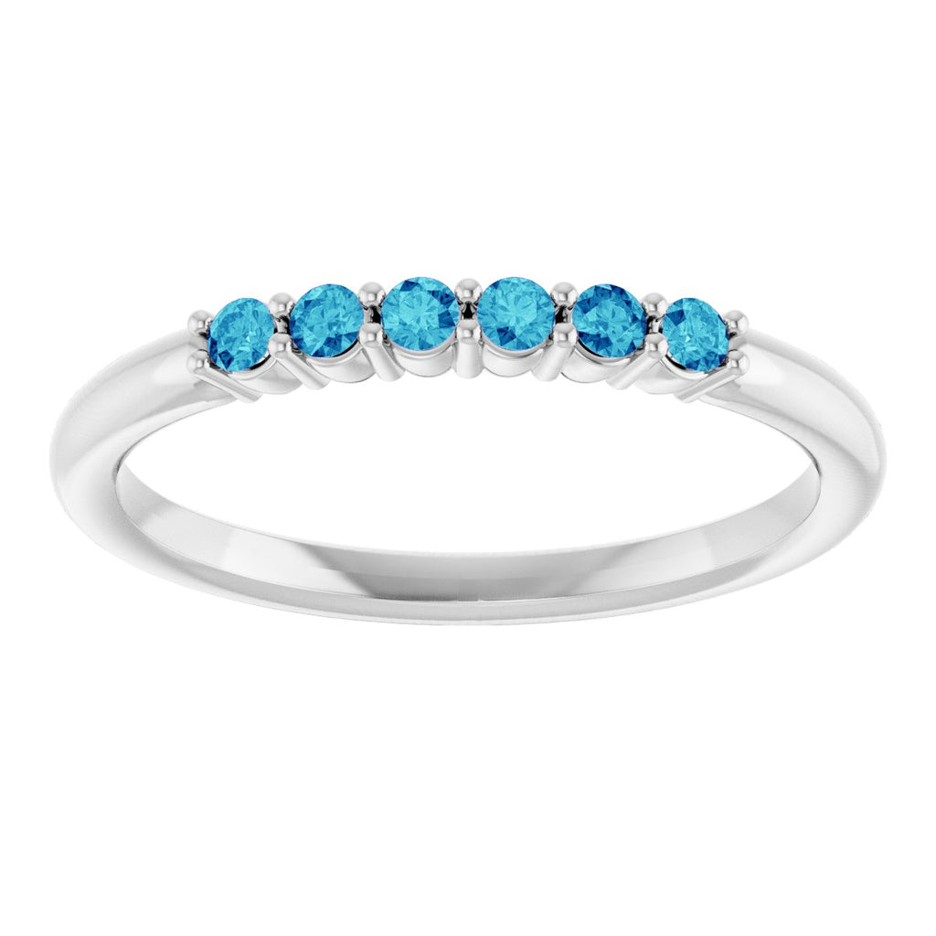Natural Blue Zircon Stackable Ring in 14k white gold