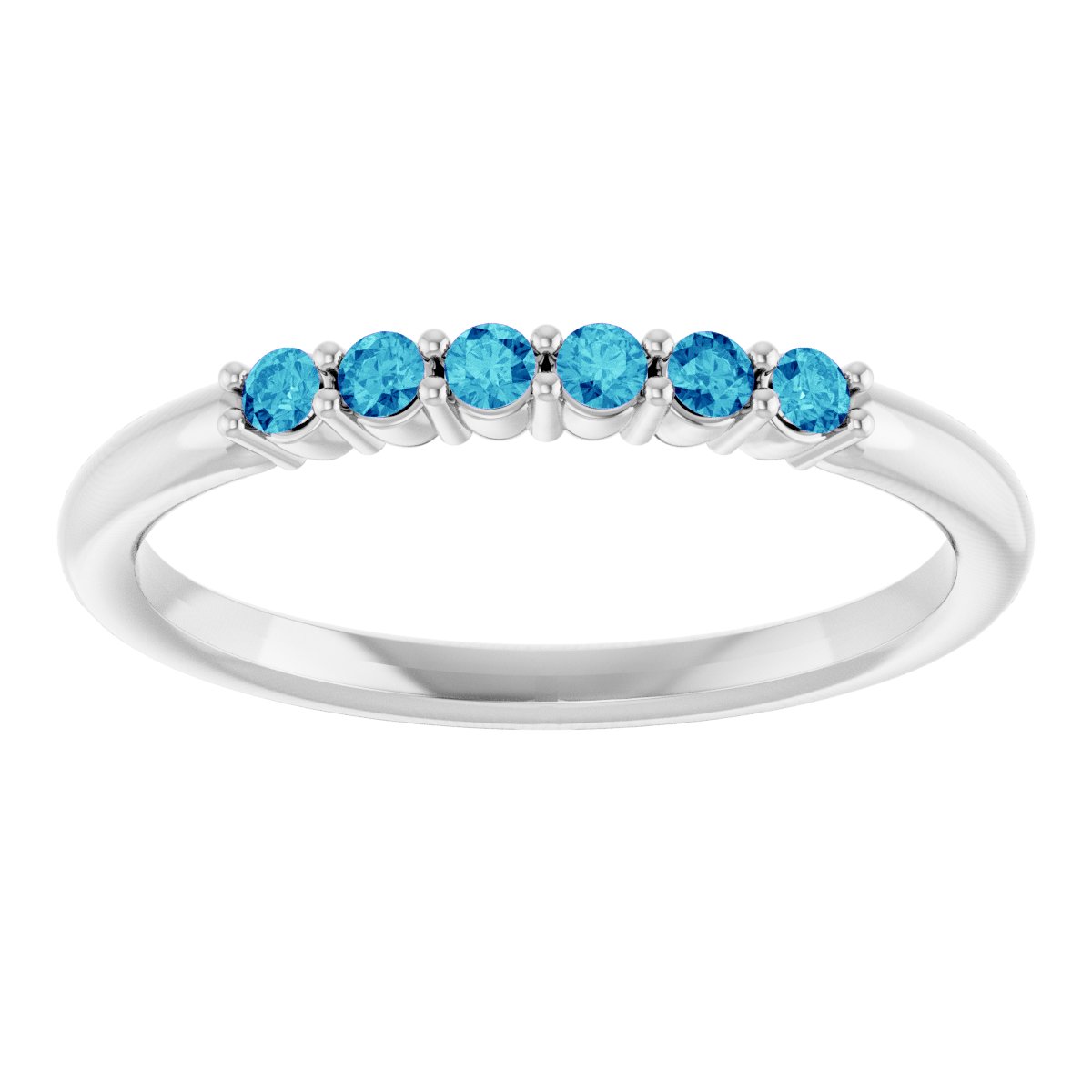 Natural Blue Zircon Stackable Ring in 14k white gold