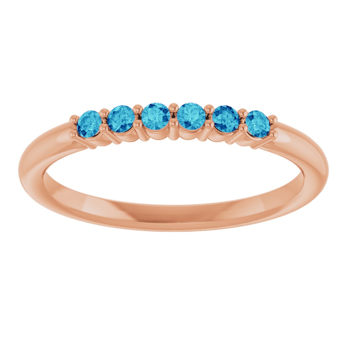 Natural Blue Zircon Stackable Ring in 14k rose gold