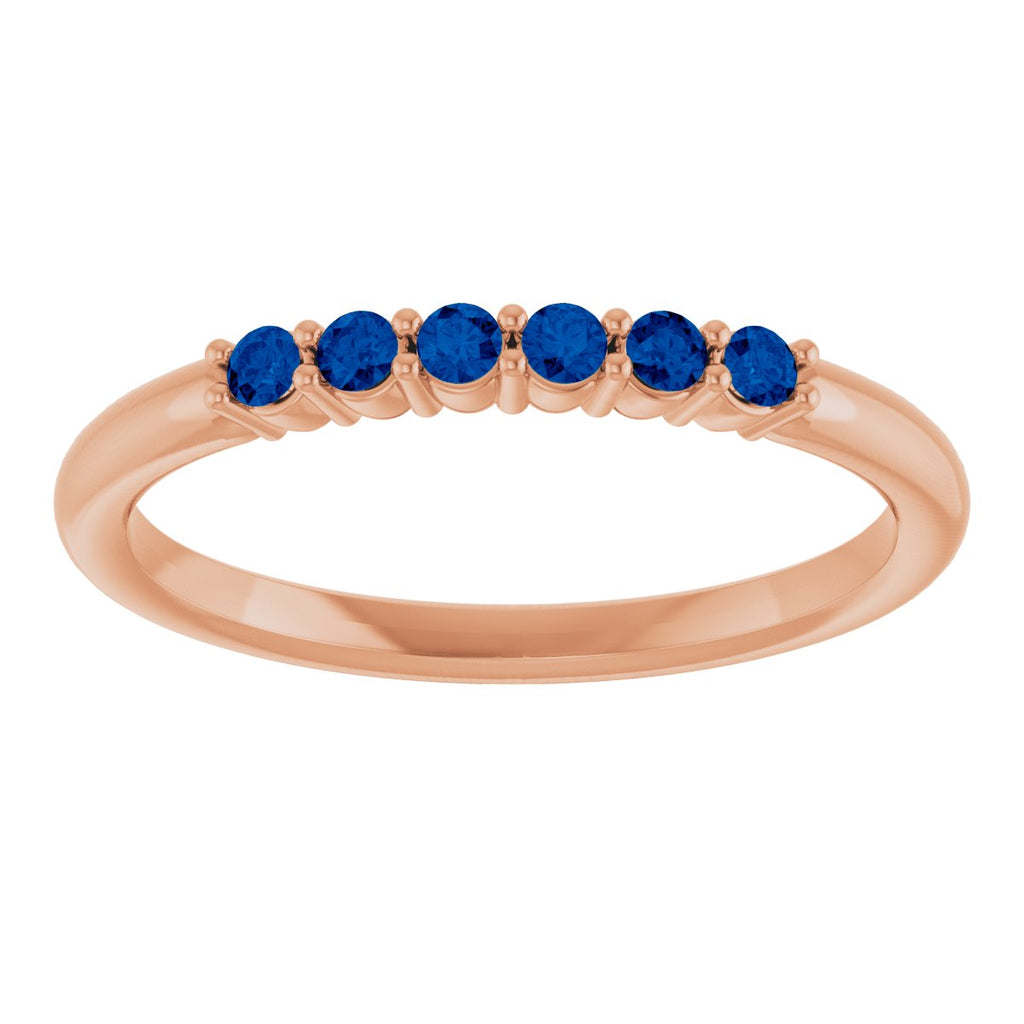 Natural Blue Sapphire Stackable Ring in 14k rose gold