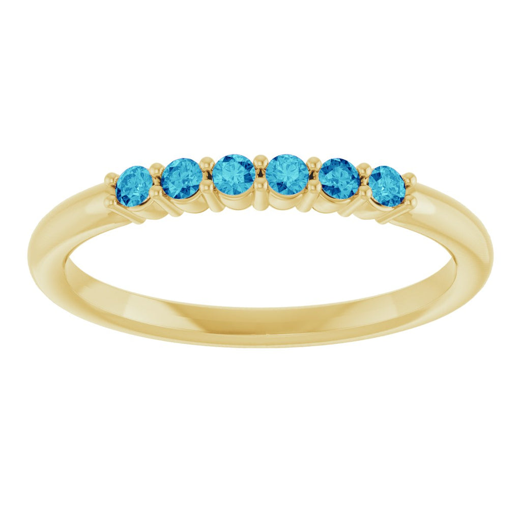 Natural Blue Zircon Stackable Ring in 14k yellow gold