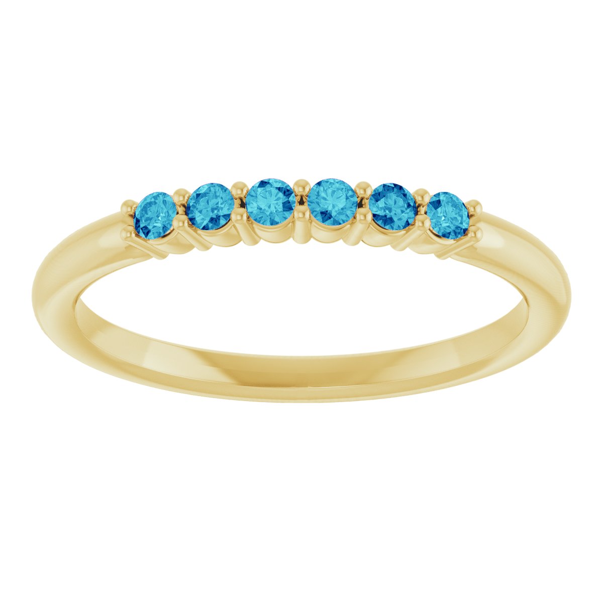Natural Blue Zircon Stackable Ring in 14k yellow gold