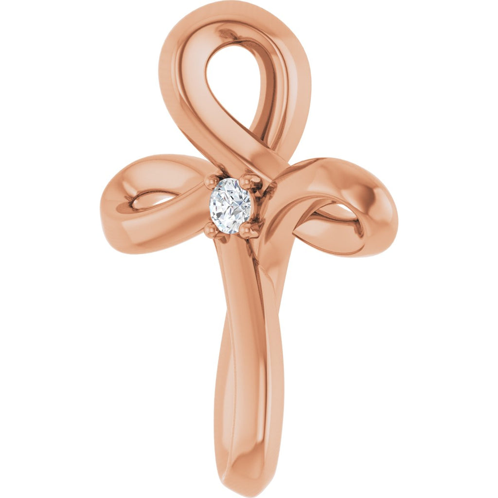.015 CTW Natural Diamond Cross Pendant in 14k rose gold