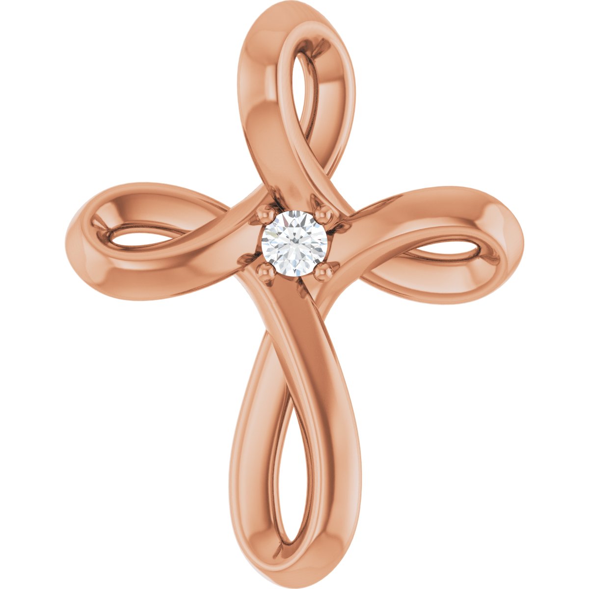 .015 CTW Natural Diamond Cross Pendant in 14k rose gold