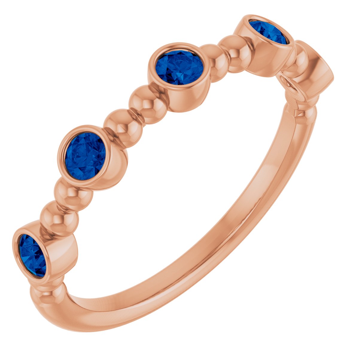 Lab-Grown Blue Sapphire Stackable Ring in 14k rose gold