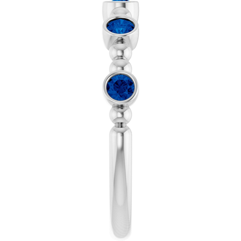 Lab-Grown Blue Sapphire Stackable Ring in 14k white gold