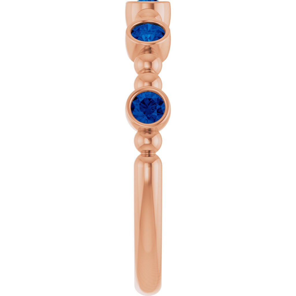 Lab-Grown Blue Sapphire Stackable Ring in 14k rose gold