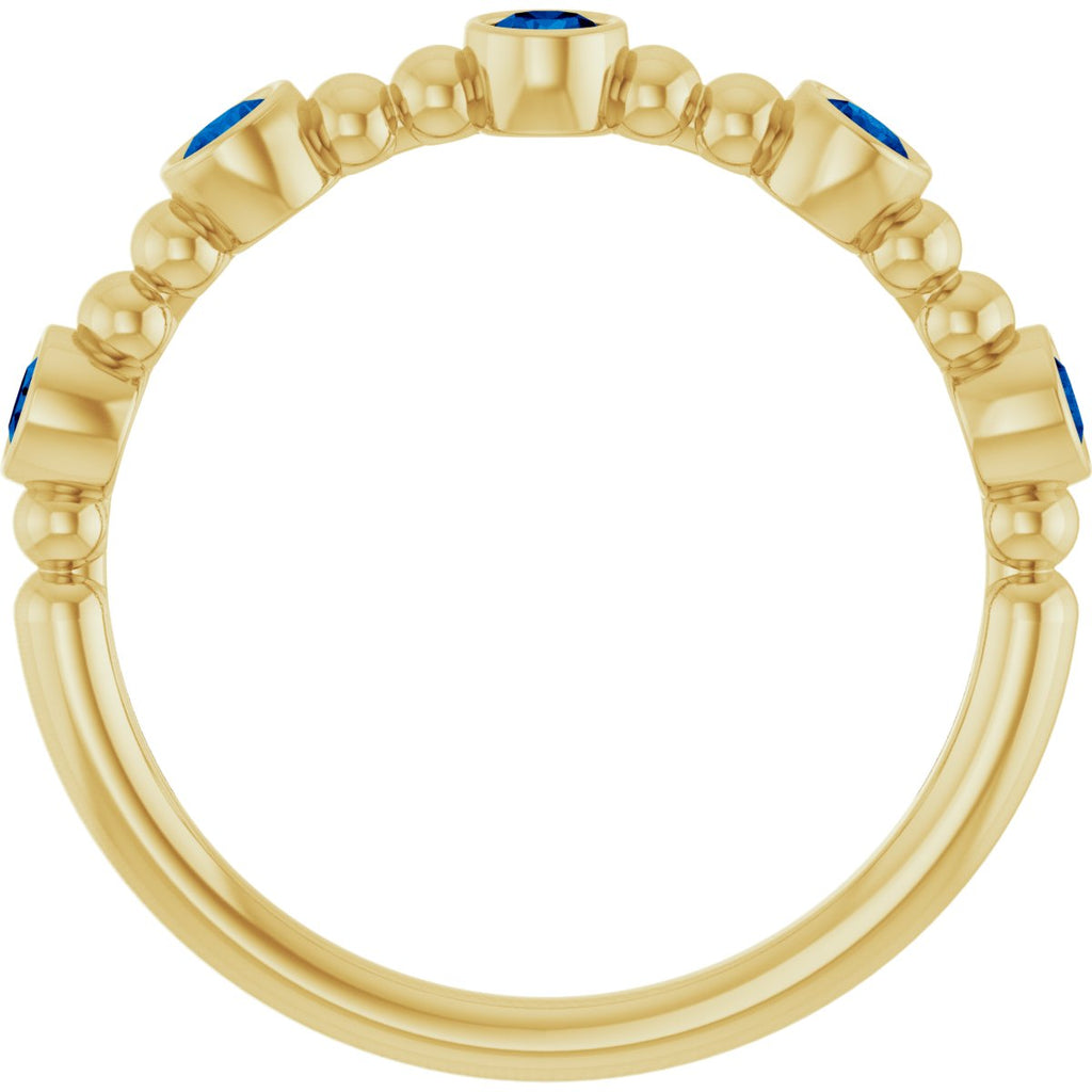 Lab-Grown Blue Sapphire Stackable Ring in 14k yellow gold