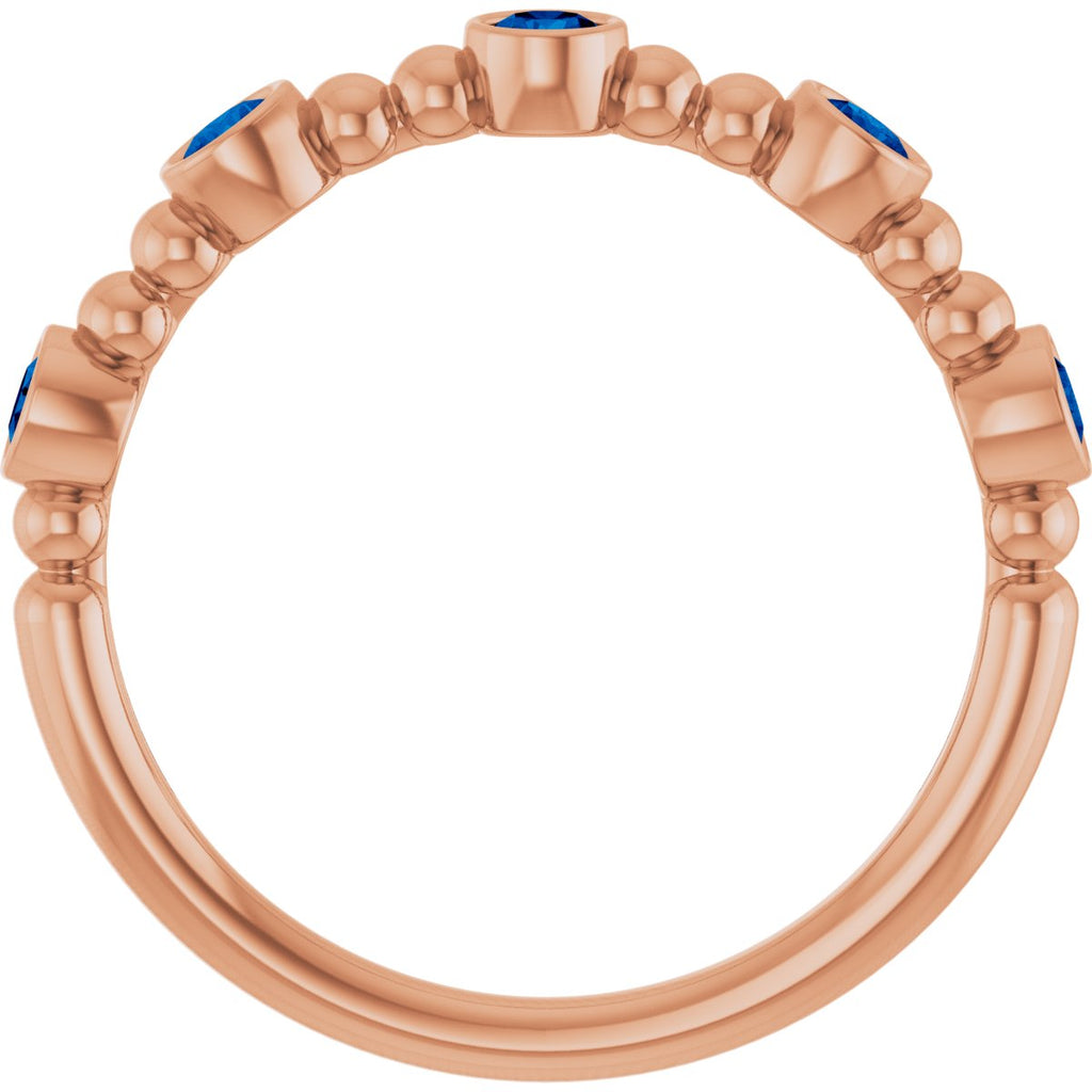 Lab-Grown Blue Sapphire Stackable Ring in 14k rose gold