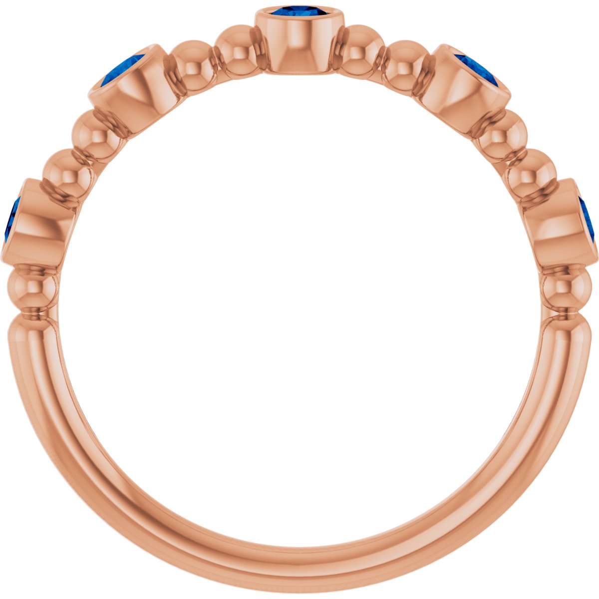 Lab-Grown Blue Sapphire Stackable Ring in 14k rose gold