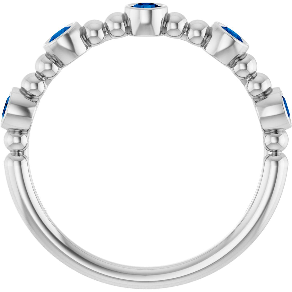 Lab-Grown Blue Sapphire Stackable Ring in 14k white gold