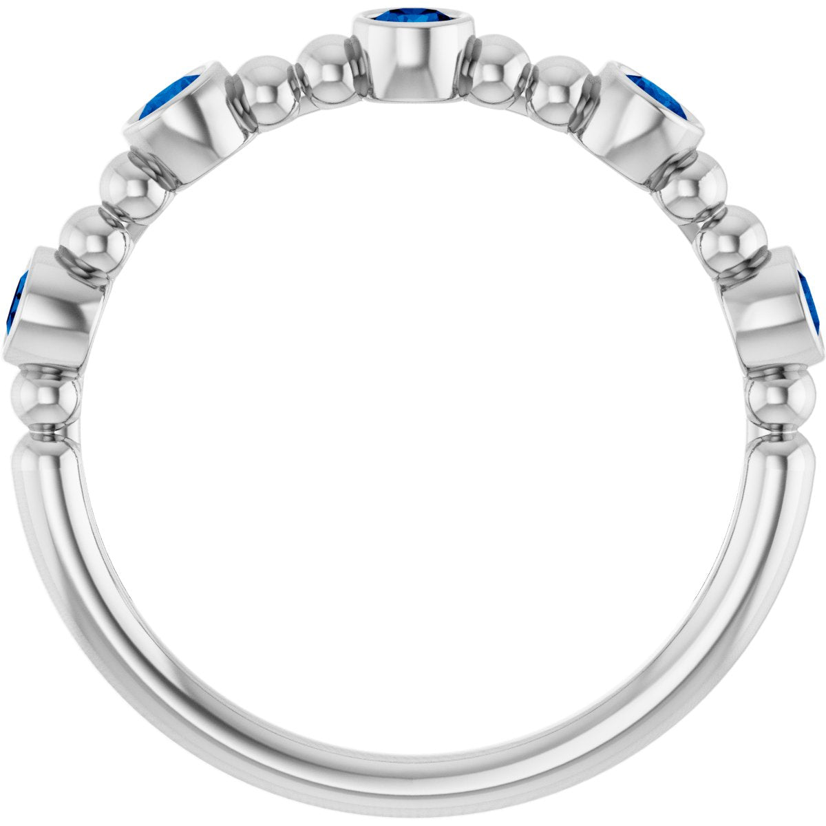 Lab-Grown Blue Sapphire Stackable Ring in 14k white gold