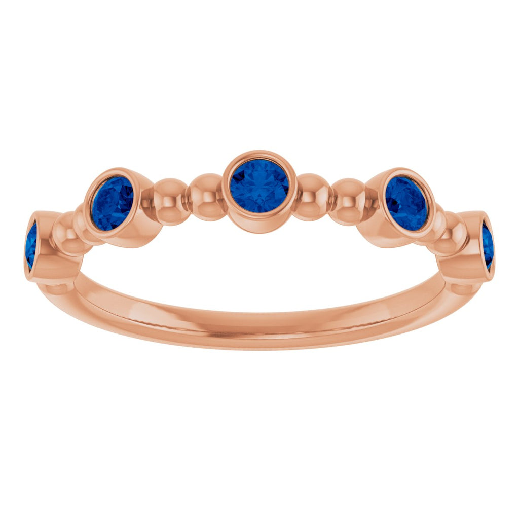 Lab-Grown Blue Sapphire Stackable Ring in 14k rose gold