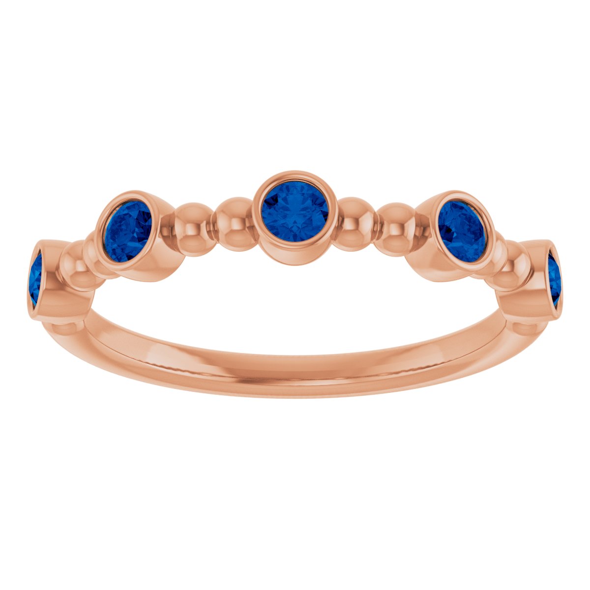 Lab-Grown Blue Sapphire Stackable Ring in 14k rose gold