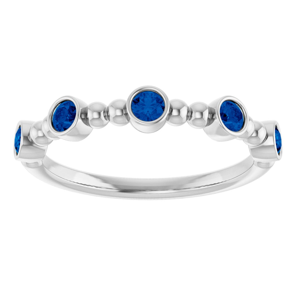 Lab-Grown Blue Sapphire Stackable Ring in 14k white gold