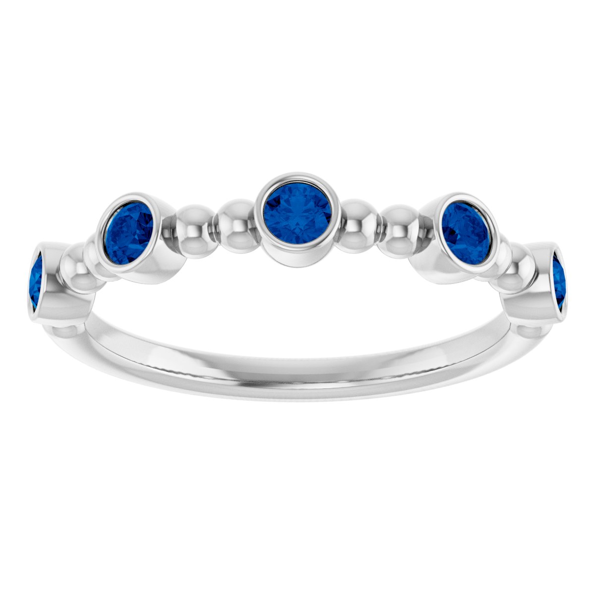 Lab-Grown Blue Sapphire Stackable Ring in 14k white gold