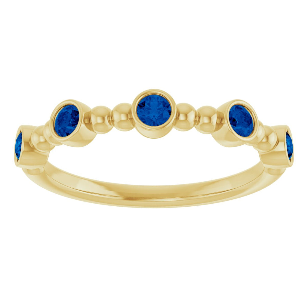 Lab-Grown Blue Sapphire Stackable Ring in 14k yellow gold