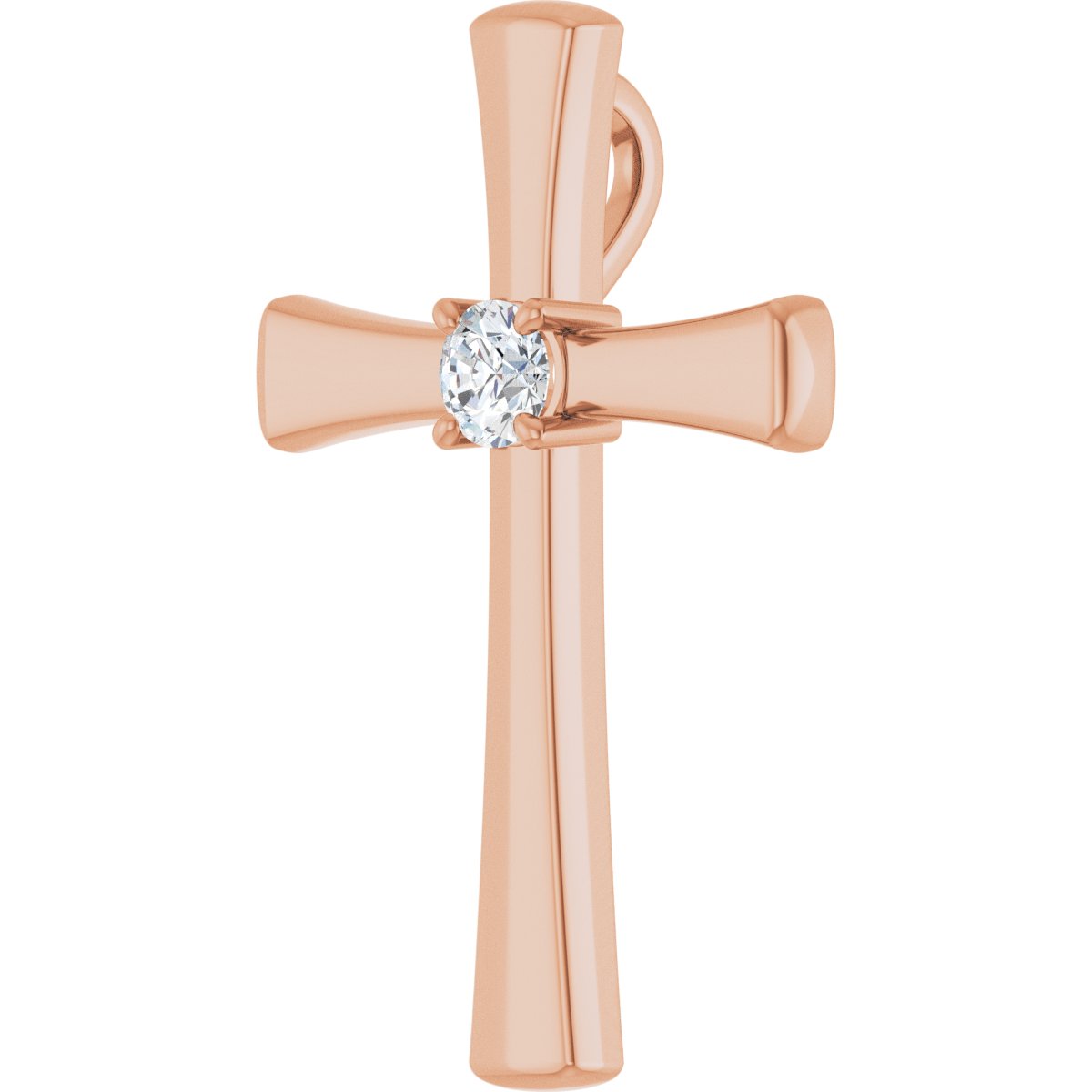 1/5 CTW Natural Diamond Cross Pendant in 14k rose gold