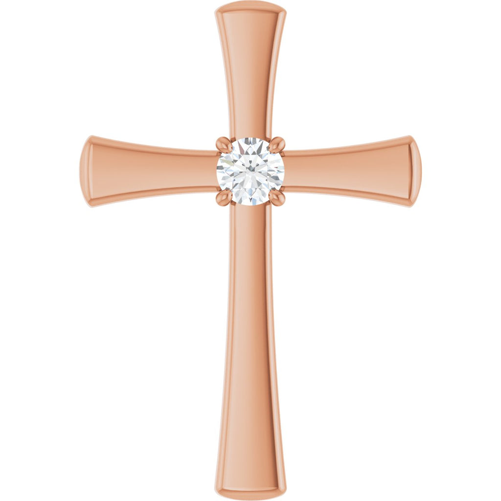 1/5 CTW Natural Diamond Cross Pendant in 14k rose gold