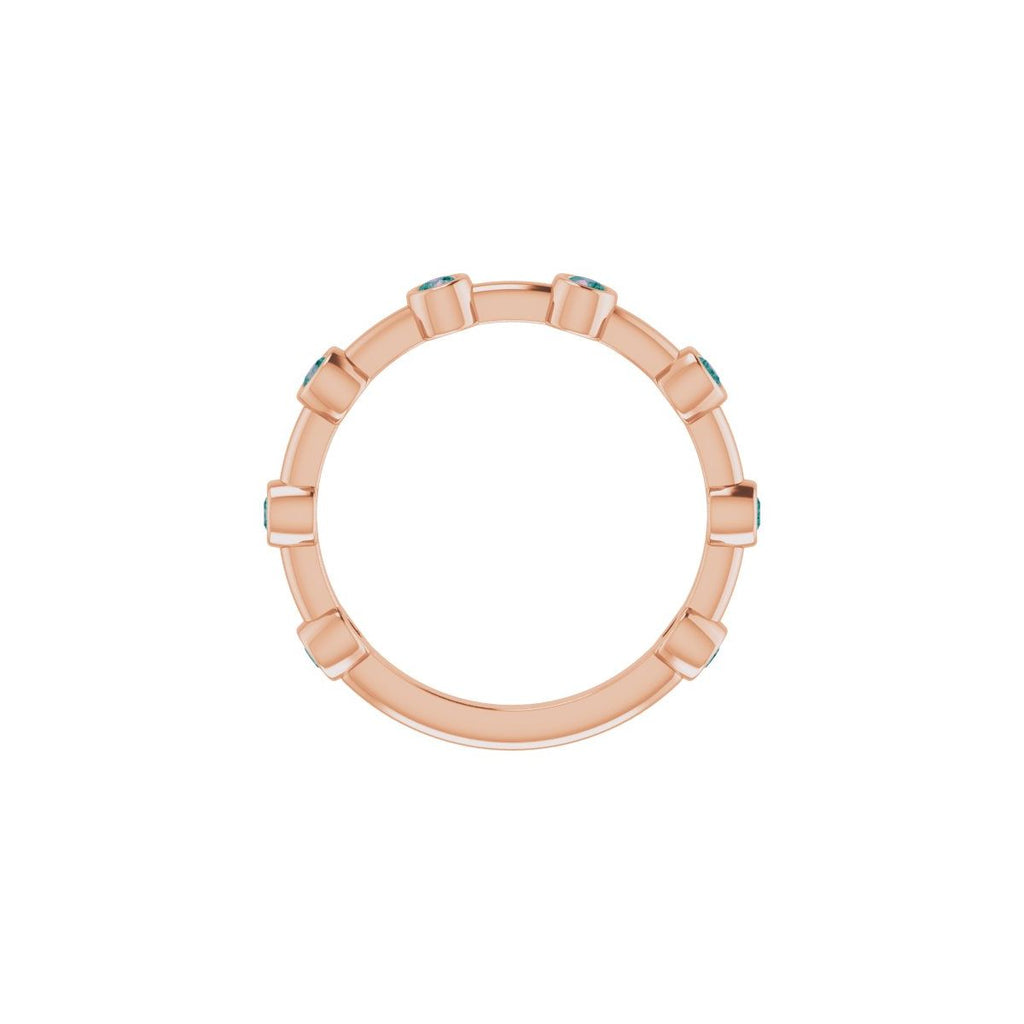 Natural Alexandrite Bezel-Set Bar Ring in 14k rose gold