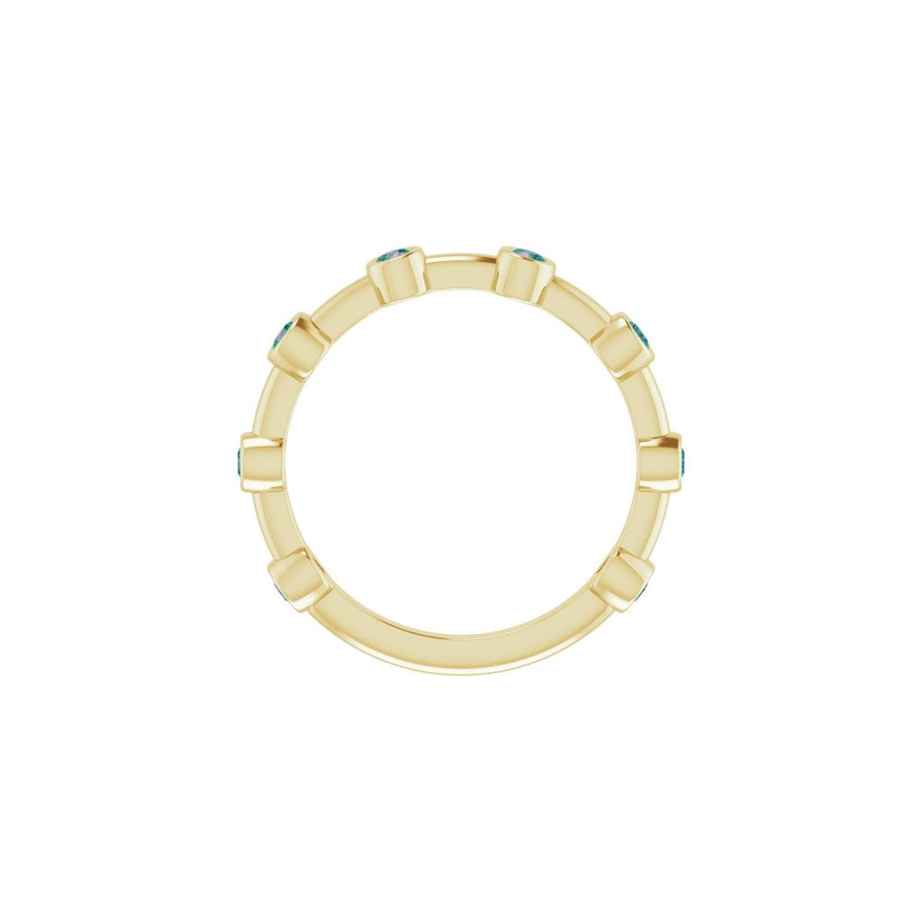 Natural Alexandrite Bezel-Set Bar Ring in 14k yellow gold