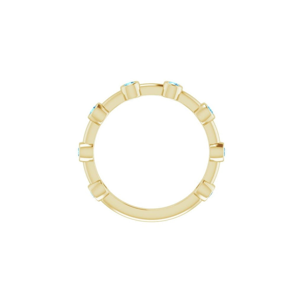 Natural Aquamarine Bezel-Set Bar Ring in 14k yellow gold