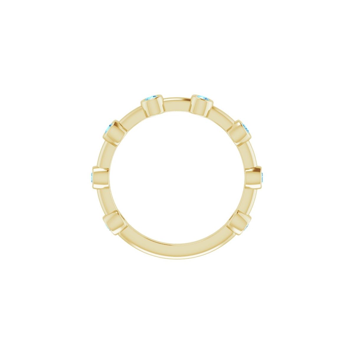 Natural Aquamarine Bezel-Set Bar Ring in 14k yellow gold
