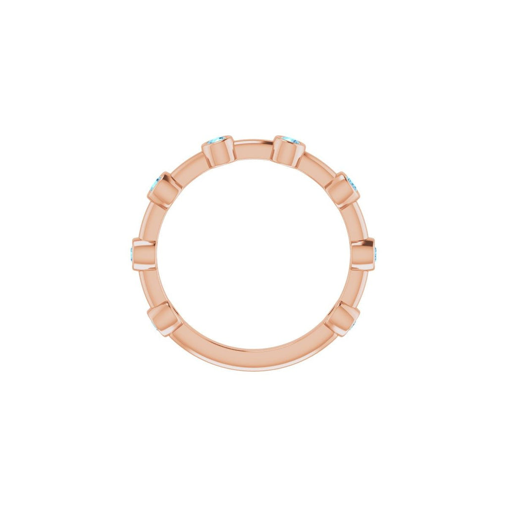 Natural Aquamarine Bezel-Set Bar Ring in 14k rose gold