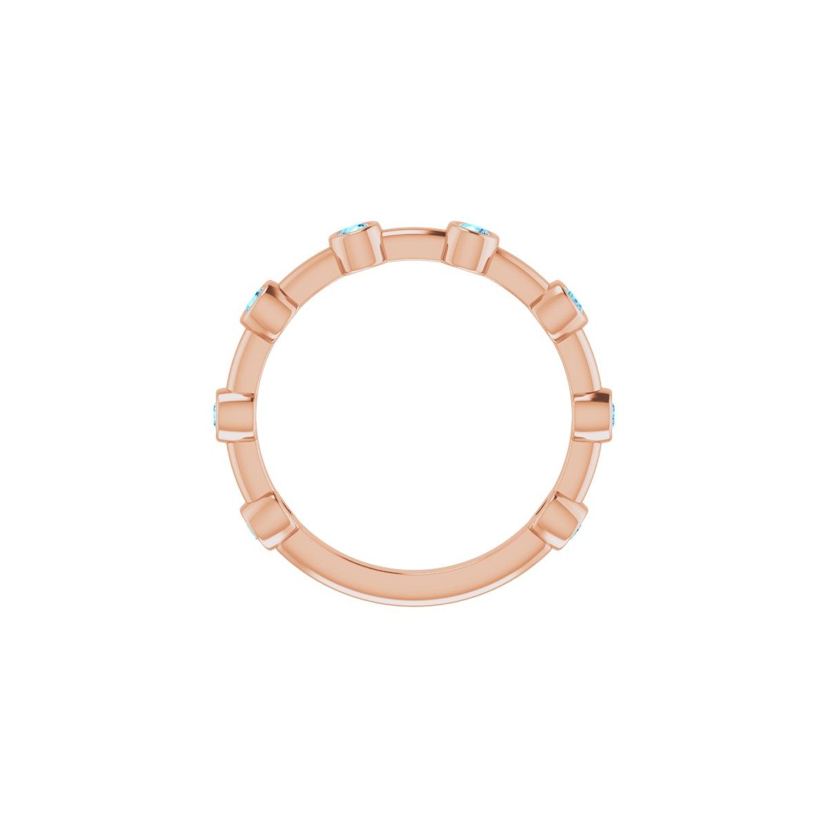 Natural Aquamarine Bezel-Set Bar Ring in 14k rose gold