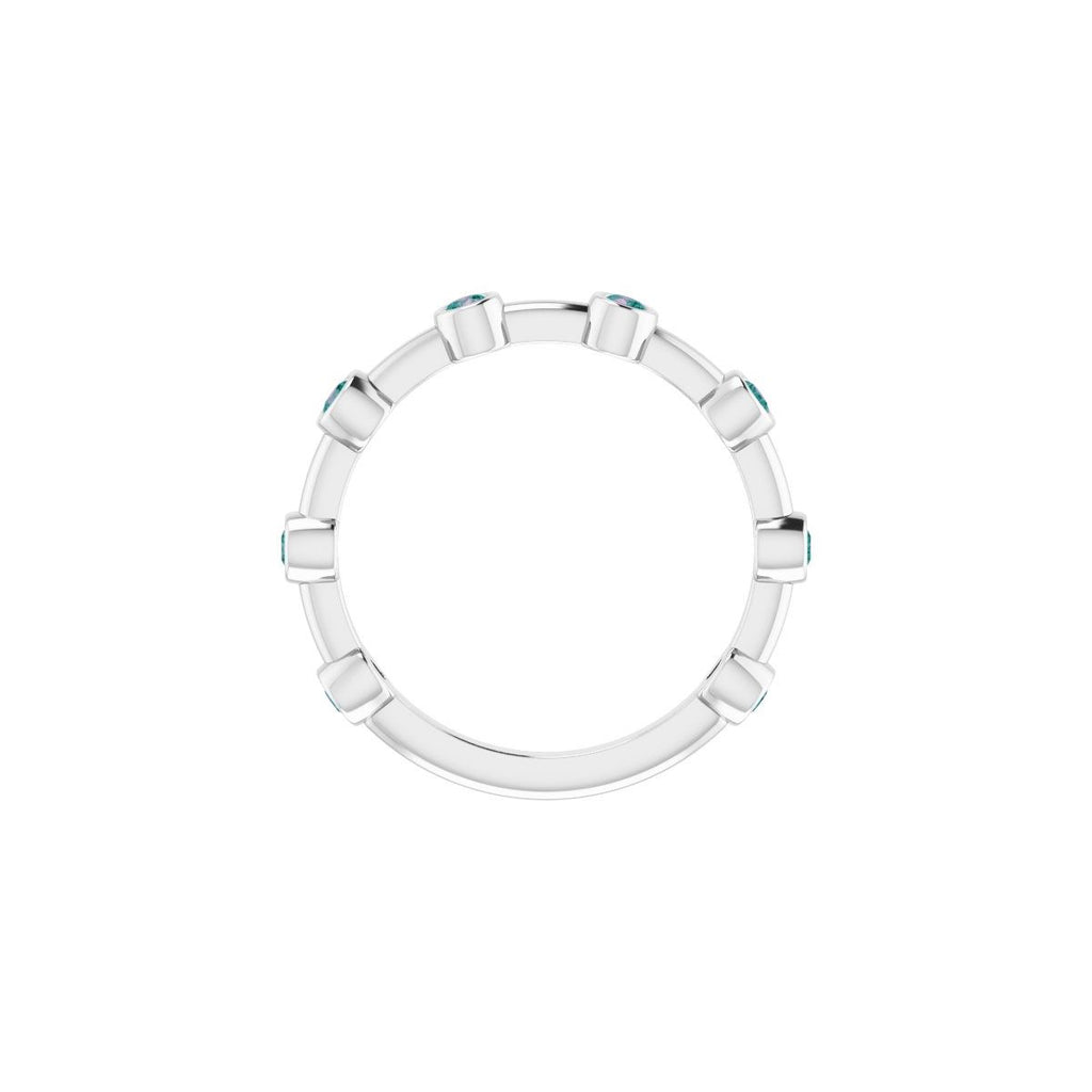 Natural Alexandrite Bezel-Set Bar Ring in 14k white gold