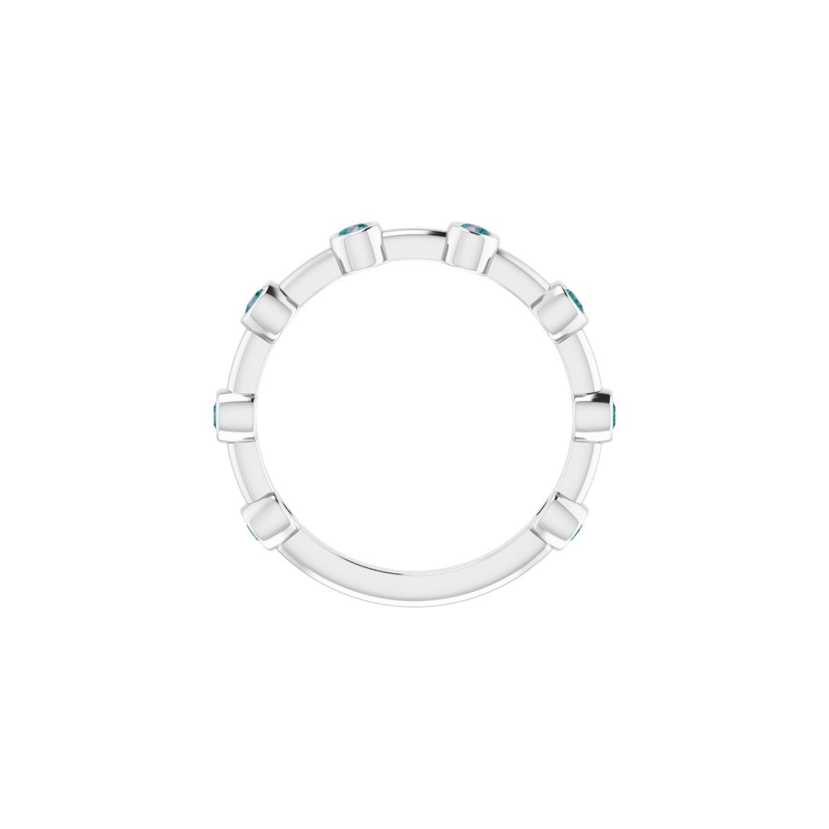 Natural Alexandrite Bezel-Set Bar Ring in 14k white gold