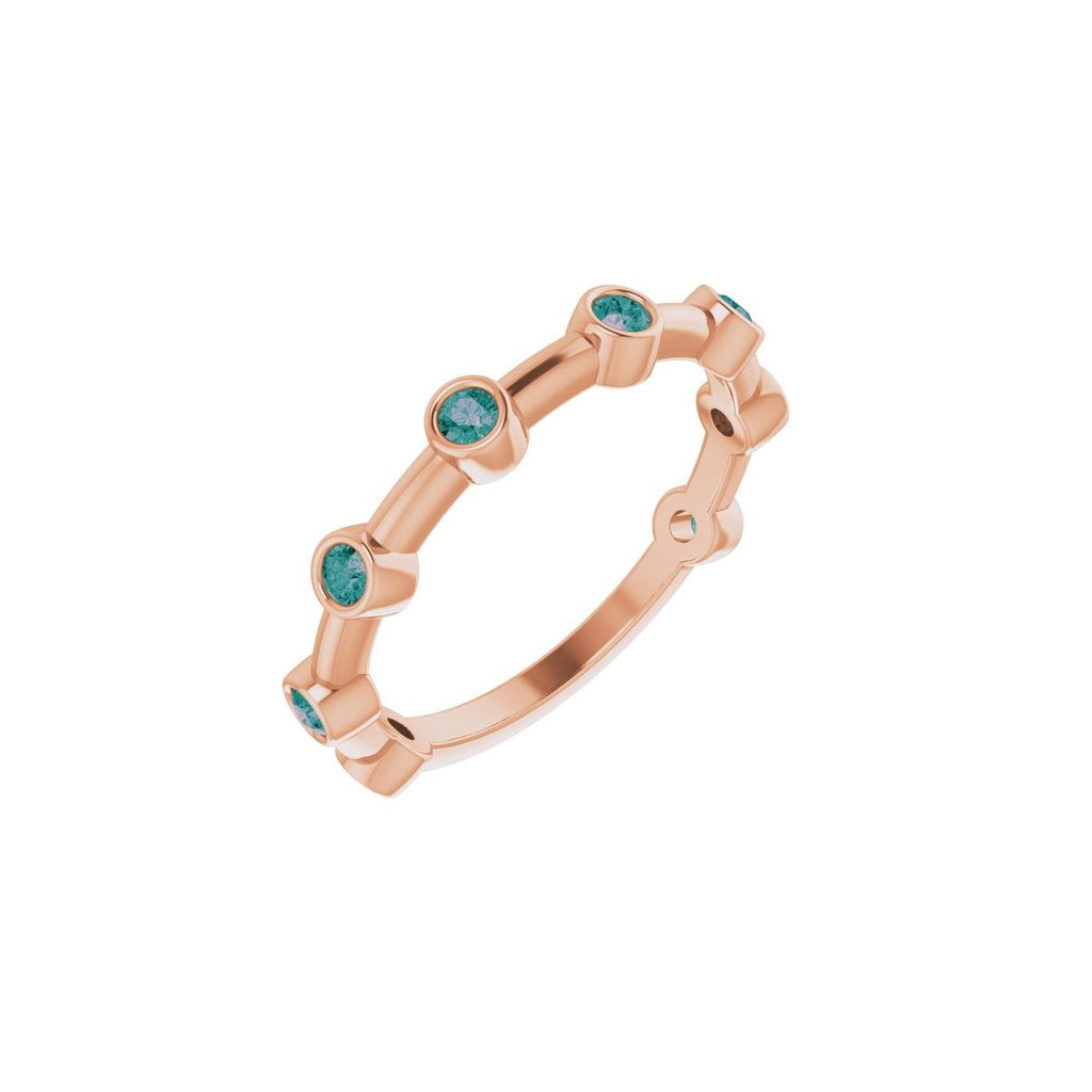 Natural Alexandrite Bezel-Set Bar Ring in 14k rose gold