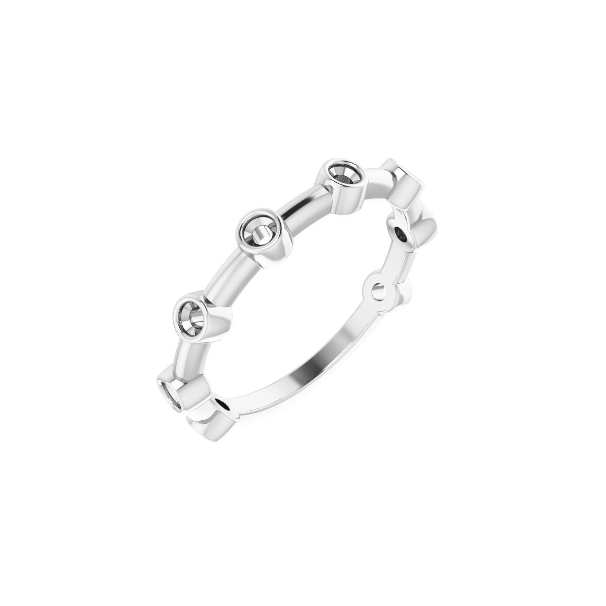 Natural Aquamarine Bezel-Set Bar Ring in 14k white gold