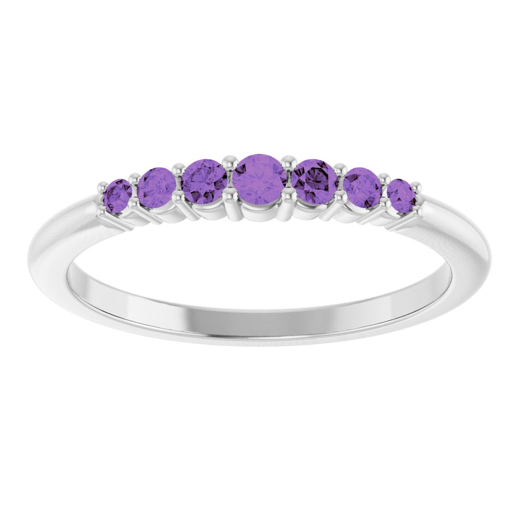 Natural Amethyst Stackable Ring in 14k white gold