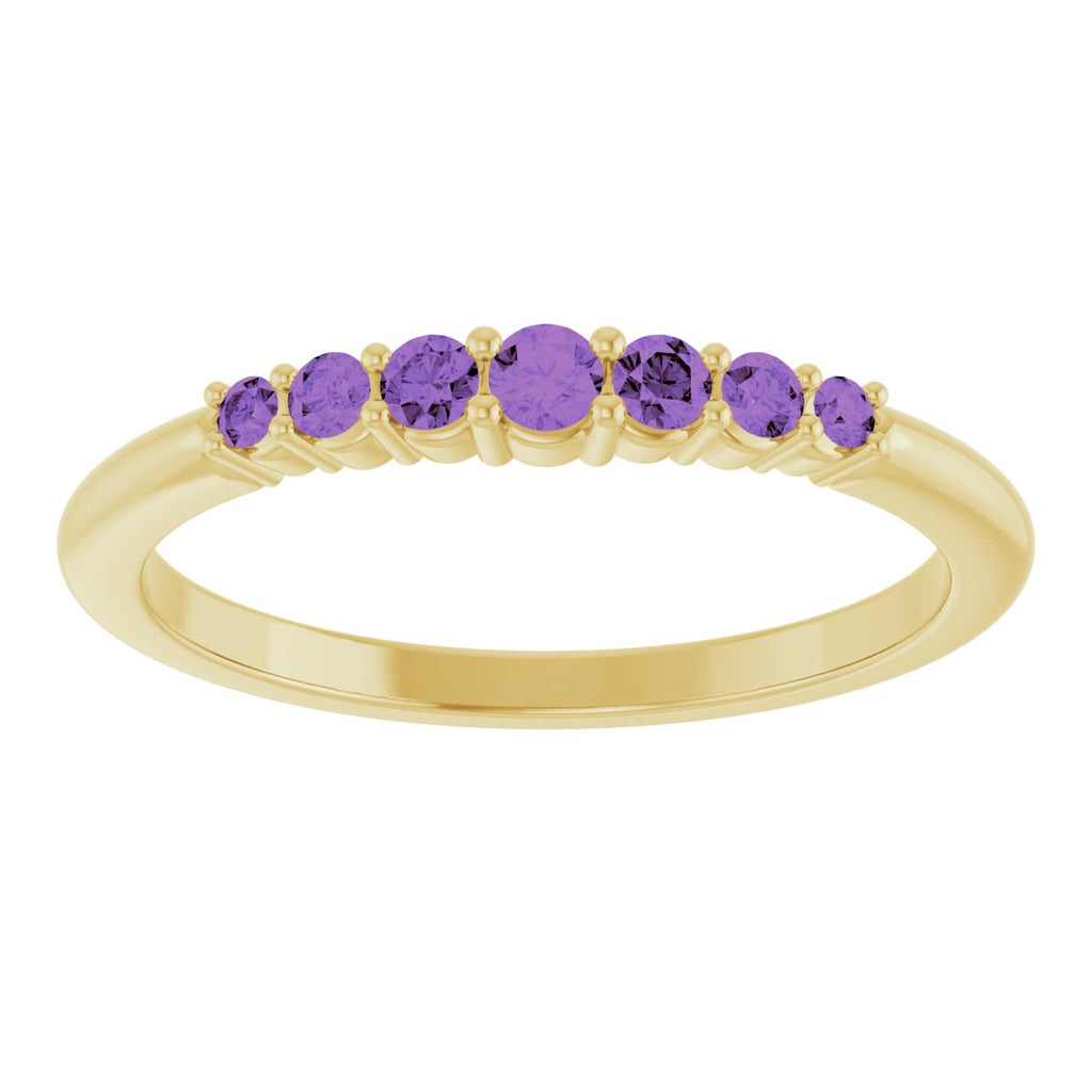 Natural Amethyst Stackable Ring in 14k yellow gold