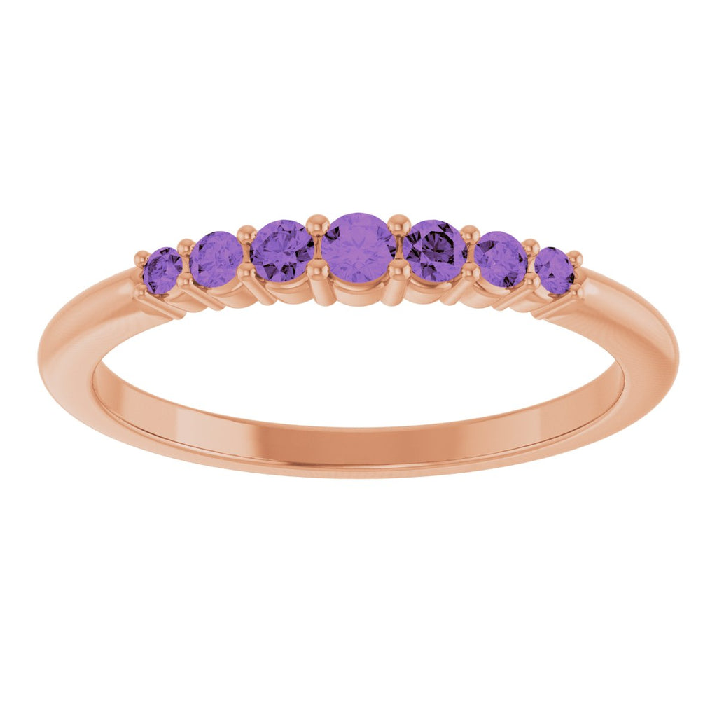 Natural Amethyst Stackable Ring in 14k rose gold